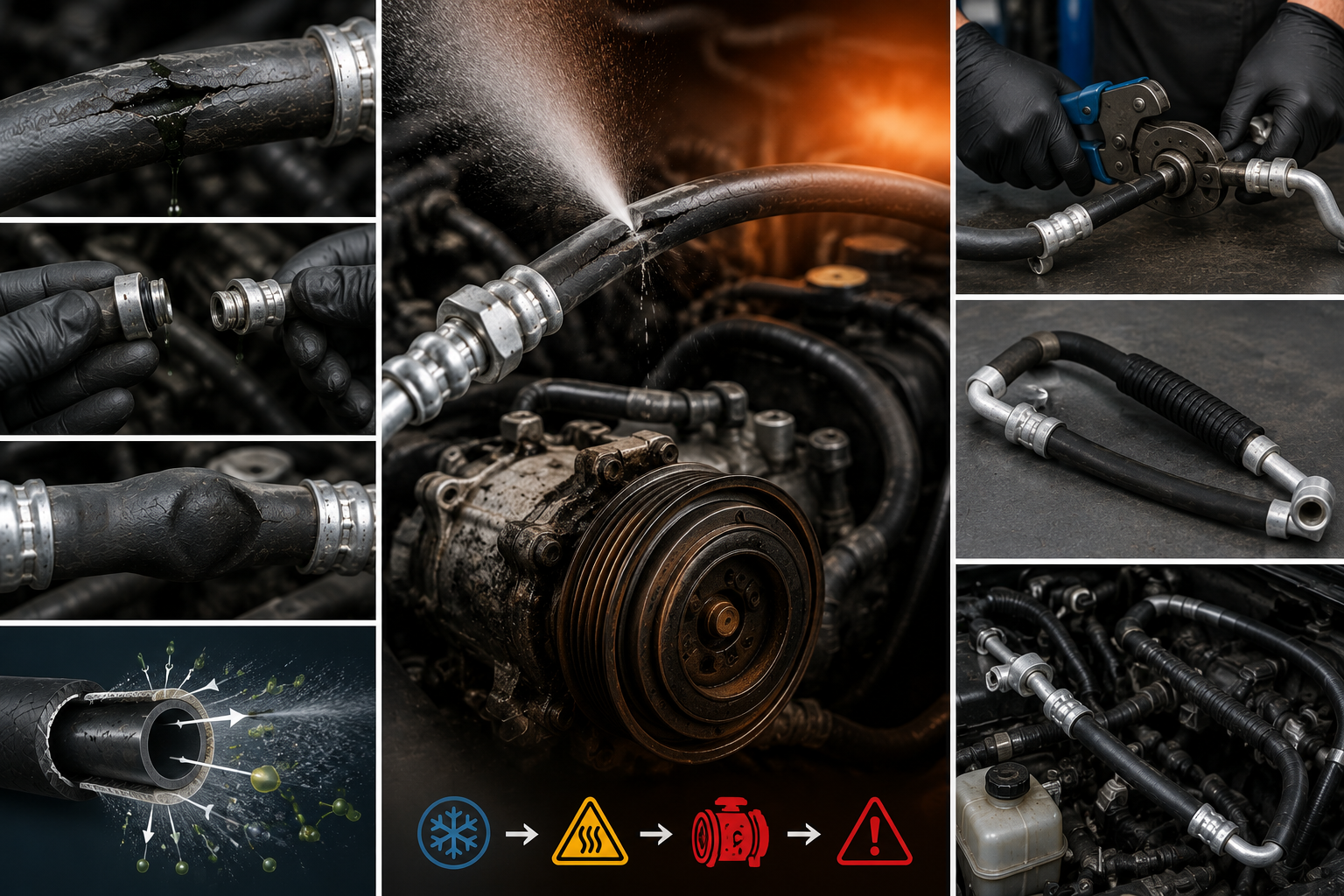 AC system safety - hose failure refrigerant leak compressor damage